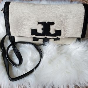 Tory Burch leathet two toned logo shoulder bag